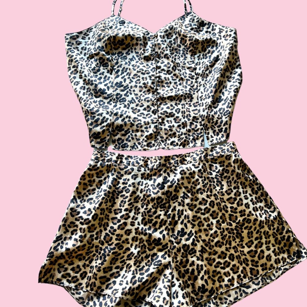 Leopard Womens 2 Piece Silky Sexy Sleepware - Vintage - Never Worn
